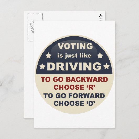 Stemmen is net als rijden briefkaart (Voorkant / Achterkant)