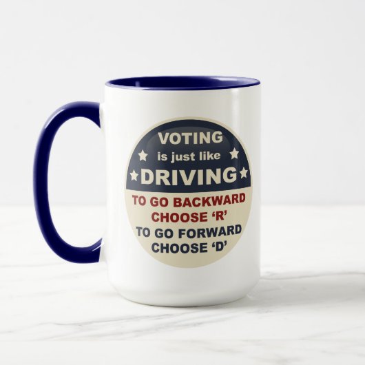 Stemmen is net als rijden mok (Links)