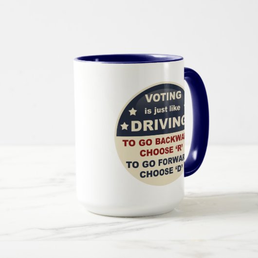 Stemmen is net als rijden mok (Voorkant rechts)