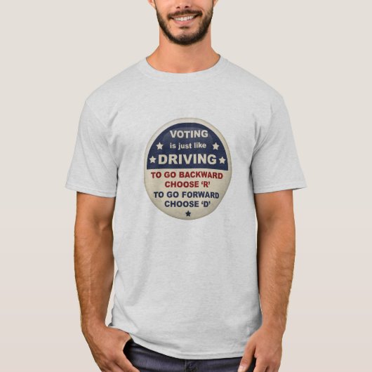 Stemmen is net als rijden t-shirt (Voorkant)