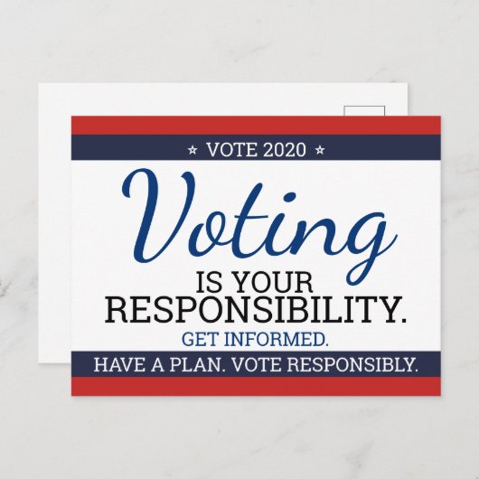 Stemmen is uw verantwoordelijkheid. Stemming over Briefkaart (Voorkant / Achterkant)