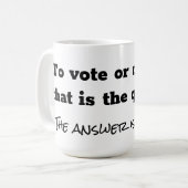 Stemmen of geen vraag stellen en wit beantwoorden koffiemok (Voorkant links)