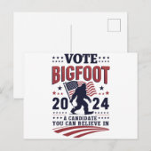 Stemmen op Bigfoot 2024 Sasquatch Presidential Briefkaart (Voorkant / Achterkant)