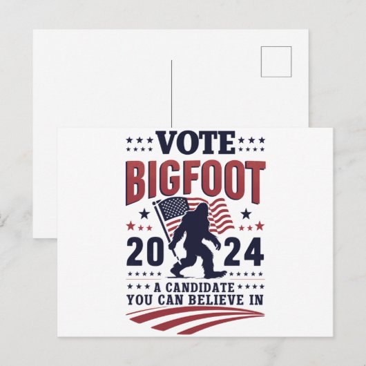 Stemmen op Bigfoot 2024 Sasquatch Presidential Briefkaart (Voorkant / Achterkant)