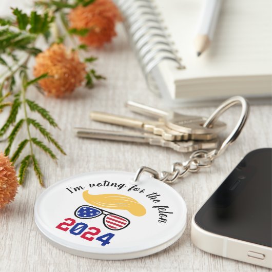 Stemmen op de Felon Funny Trump 2024 Sleutelhanger (Voorkant Rechts)