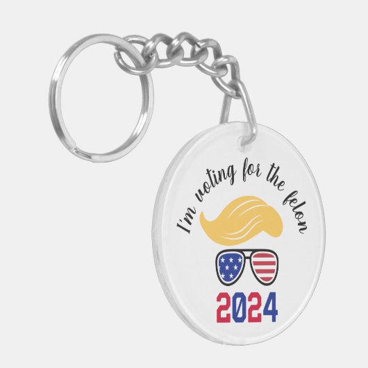 Stemmen op de Felon Funny Trump 2024 Sleutelhanger (Voorkant Links)