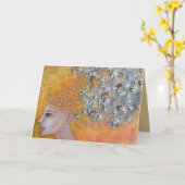 Stemmen Originele Kunst Sterke Vrouw Kaart (Gele Bloem)