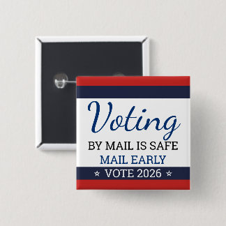 Stemmen per post is veilig Stem vroeg 2026 Verkiez Vierkante Button 5,1 Cm