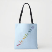 "Stemmen. Stemmen. Stemmen." Rainbow Gradient Word Tote Bag (Voorkant)