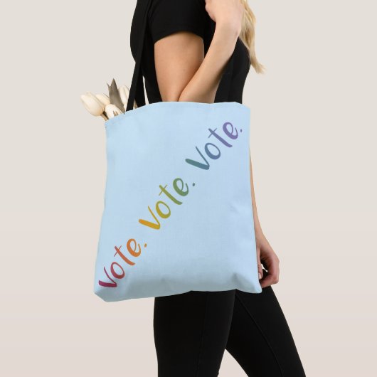 "Stemmen. Stemmen. Stemmen." Rainbow Gradient Word Tote Bag (Dichtbij)