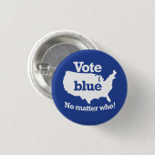 Stemmen tegen blauw, geen kwestie die ronde button 3,2 cm (Voorkant /achterkant)