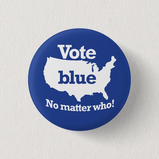 Stemmen tegen blauw, geen kwestie die ronde button 3,2 cm (Voorkant)
