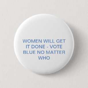 Stemmen tegen blauw, geen kwestie die ronde button 5,7 cm