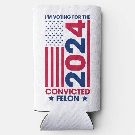 Stemmen Trump Veroordeelde Felon 2024 Seltzer Blikjeskoeler (Achterkant)