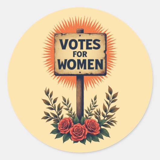Stemmen voor Vrouwen  Protestbord Ronde Sticker (Voorkant)