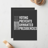 Stemmen voorkomt ongewenst Amerikaans presidentsch Notitiekaartje (Voorkant / Achterkant in situ)