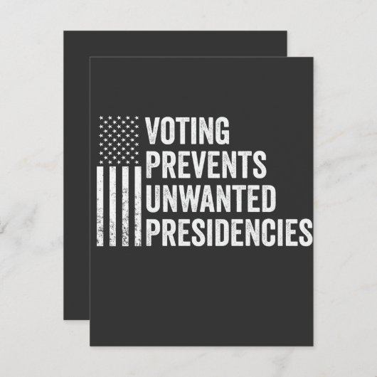 Stemmen voorkomt ongewenst Amerikaans presidentsch Notitiekaartje (Voorkant / Achterkant)