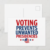 Stemmen voorkomt ongewenste voorzitterschappen man feestdagenkaart (Voorkant / Achterkant)