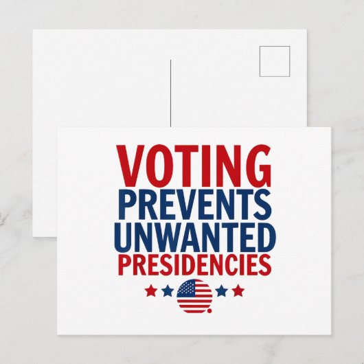 Stemmen voorkomt ongewenste voorzitterschappen man feestdagenkaart (Voorkant / Achterkant)