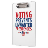 Stemmen voorkomt ongewenste voorzitterschappen man klembord (Links)