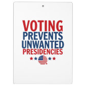 Stemmen voorkomt ongewenste voorzitterschappen man klembord (Achterkant)