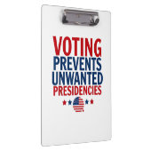 Stemmen voorkomt ongewenste voorzitterschappen man klembord (Rechts)