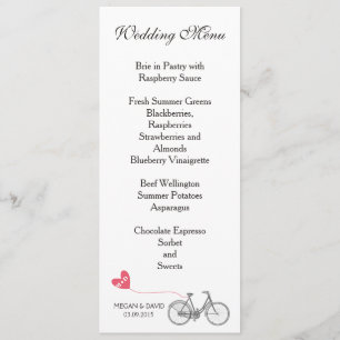 Stemmenu elegant witte romantische fiets menu