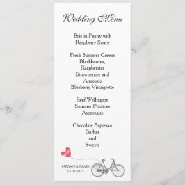 Stemmenu elegant witte romantische fiets menu