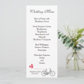 Stemmenu elegant witte romantische fiets menu (Staand voorkant)