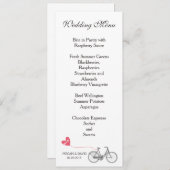 Stemmenu elegant witte romantische fiets menu (Voorkant / Achterkant)