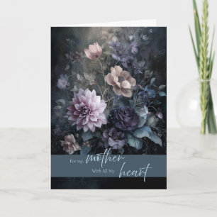 Stemmig, Elegant Moederdag Donker Bloemboeket Kaart