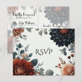 Stemmig Landelijke Herfst Bloemen Bruiloft RSVP Uitnodiging Briefkaart