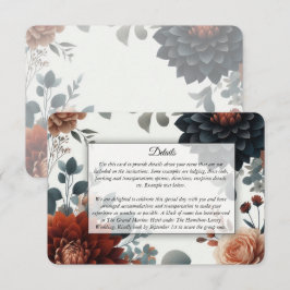 Stemmig Landelijke Herfstbloemen Bruiloft Informatiekaartje