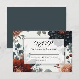 Stemmig Landelijke Herfstbloemen Bruiloft RSVP Kaartje