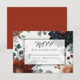 Stemmig Landelijke Herfstbloemen Bruiloft RSVP Kaartje