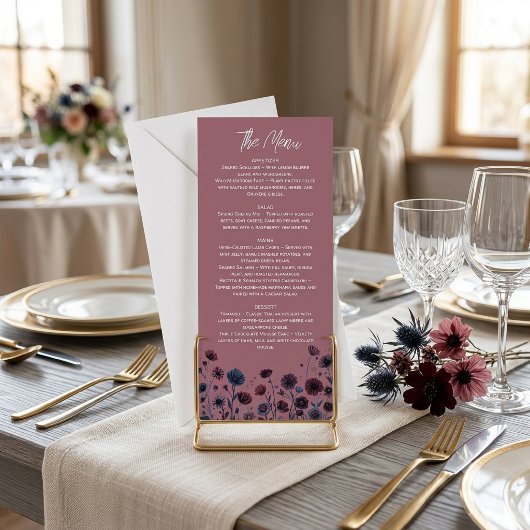 Stemmig Paars & Blauw Bloemmotief Menu