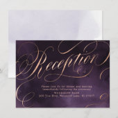 Stemmig paarse gouden kalligrafie bruiloftsrecepti kaart (Voorkant / Achterkant)