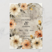 Stemmig Sepia Boho Waterverf Bloemig Gouden Bruilo Save The Date (Voorkant)