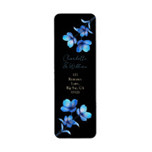 Stemmig Zwart & Blauw Bloem Motief Retouradres Lab