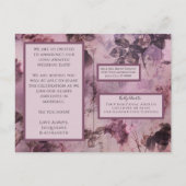 Stemmige Bloemen Paarse Hart Doe Mee Script met Fo Aankondigingskaart (Achterkant)