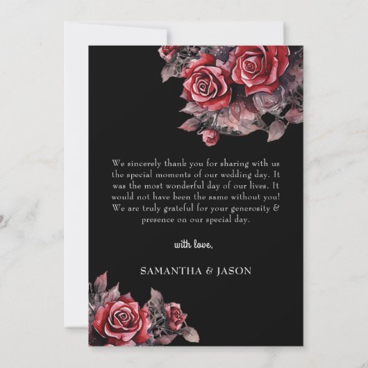 Stemmige Donkere Gotische Bloemrijke Schedel Hallo Bedankkaart (Achterkant)