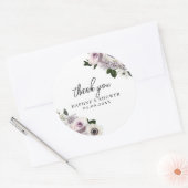 Stemmige paarse en witte bloemrijke bruids douche ronde sticker (Envelop)