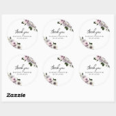 Stemmige paarse en witte bloemrijke bruids douche ronde sticker (Vel)