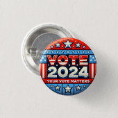 Stemming 2024 Patriottische Pin Button (Voorkant /achterkant)