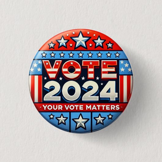 Stemming 2024 Patriottische Pin Button (Voorkant)