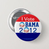 Stemming: 3D Logo, OBAMA 2012, tweede termijn Ronde Button 5,7 Cm (Voorkant /achterkant)
