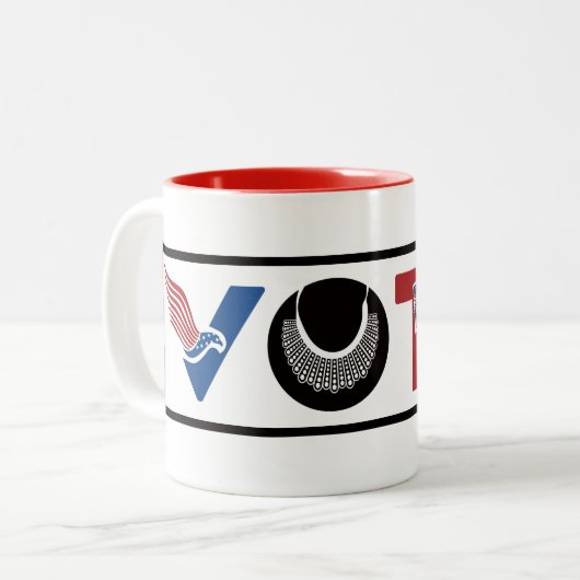 STEMMING American, RBG, USPS, BLM, Peace and Equal Tweekleurige Koffiemok (Voorkant links)