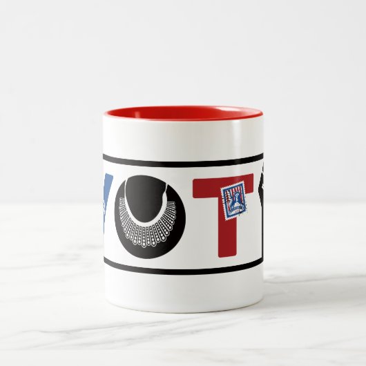 STEMMING American, RBG, USPS, BLM, Peace and Equal Tweekleurige Koffiemok (Center)