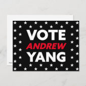 Stemming: Andrew Yang New York City Mayor Black Briefkaart (Voorkant / Achterkant)
