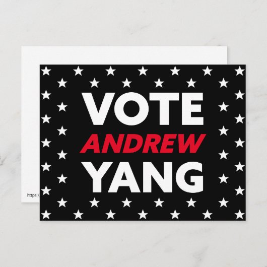 Stemming: Andrew Yang New York City Mayor Black Briefkaart (Voorkant / Achterkant)